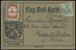 ZEPPELINPOST 10 BRIEF, 1912, 10 Pf. Flp. Am Rhein Und Main Auf Flugpostkarte Mit Reklameeindruck Der Möbelfirma Sauer Un - Correo Aéreo & Zeppelin