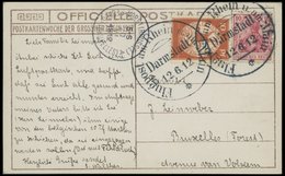 ZEPPELINPOST 10 BRIEF, 1912, 10 Pf. Flp. Am Rhein Und Main Auf Ansichtskarte (Großherzog) Mit 10 Pf. Zusatzfrankatur, So - Airmail & Zeppelin