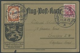 ZEPPELINPOST 10 BRIEF, 1912, 10 Pf. Flp. Am Rhein Und Main Mit Plattenfehler Weißer Strich Unten Links An Der 10 Auf Flu - Correo Aéreo & Zeppelin