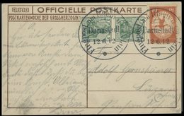 ZEPPELINPOST 10 BRIEF, 1912, 10 Pf. Flp. Am Rhein Und Main Auf Ansichtskarte Mit Kopfstehender Bildseite (Die Herzoglich - Poste Aérienne & Zeppelin