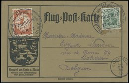 ZEPPELINPOST 11 BRIEF, 1912, 20 Pf. Flp. Am Rhein Und Main Auf Flugpostkarte Mit Nur 5 Pf. Zusatzfrankatur Nach Belgien, - Airmail & Zeppelin