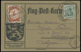 ZEPPELINPOST 11 BRIEF, 1912, 20 Pf. Flp. Am Rhein Und Main Auf Flugpostkarte Mit Nur 5 Pf. Zusatzfrankatur Nach Belgien, - Posta Aerea & Zeppelin