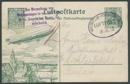 ZEPPELINPOST 16Ad BRIEF, 1912, Frankfurt-Wiesbaden, Auf Nationalflugspendenkarte An Die Kadettenanstalt Gr. Lichterfelde - Posta Aerea & Zeppelin