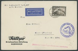 ZEPPELINPOST 26A BRIEF, 1929, Amerikafahrt, Auflieferung Friedrichshafen, Frankiert Mit 4 RM, Verzögerungsstempel In Kur - Airmail & Zeppelin