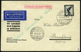ZEPPELINPOST 51A BRIEF, 1930, Schweizfahrt, Fr`hafen-Bern, Mit Einzelfrankatur Mi.Nr. 383, Prachtbrief - Poste Aérienne & Zeppelin