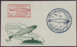 ZEPPELINPOST (101) BRIEF, 1931. Landungsfahrt Nach Ungarn, Original-Musterabschläge Von Sonderankunfts- Rundfahrt- Und R - Luft- Und Zeppelinpost