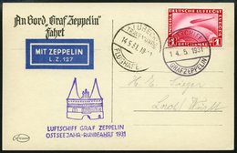 ZEPPELINPOST 108Ab BRIEF, 1931, Ostseejahr-Rundfahrt, Bordpost Nach Lübeck, Frankiert Mit 1 RM, Prachtkarte - Luft- Und Zeppelinpost