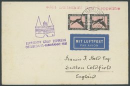 ZEPPELINPOST 108Bd BRIEF, 1931, Ostseejahr-Rundfahrt, Berlin-Lübeck, Frankiert Mit 1 M. Im Senkrechten Paar, Prachtbrief - Airmail & Zeppelin