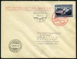 ZEPPELINPOST 110B BRIEF, 1931, Fahrt Nach Vaduz, Frankiert Mit Sondermarke 2 Fr., Prachtbrief - Poste Aérienne & Zeppelin