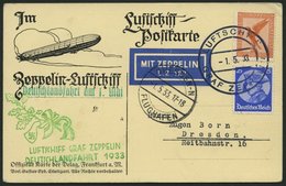 ZEPPELINPOST 201Ab BRIEF, 1933, Deutschlandfahrt, Bordpost, Prachtkarte - Poste Aérienne & Zeppelin