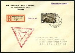 ZEPPELINPOST 238Bca BRIEF, 1933, Chicagofahrt, Auflieferung Fr`hafen, Bis Chicago, Einzelfrankatur 4 RM Chicagofahrt Auf - Poste Aérienne & Zeppelin