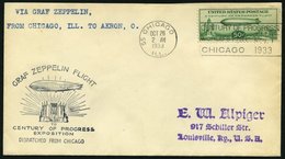 ZEPPELINPOST 244A BRIEF, 1933, Chicagofahrt, US-Post, Chicago-Akron, Prachtbrief - Luft- Und Zeppelinpost