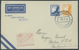 ZEPPELINPOST 246Ab BRIEF, 1934, Deutschlandfahrt, Bordpost Bis Berlin, Rückseitig Mit Eckener-Spendenmarke, Prachtbrief - Airmail & Zeppelin