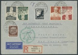 ZEPPELINPOST 286 BRIEF, 1934, Weihnachtsfahrt, Bordpost, Frankiert U.a. Mit Kehrdruckpaaren K 23/4, Einschreibbrief, Fei - Luft- Und Zeppelinpost