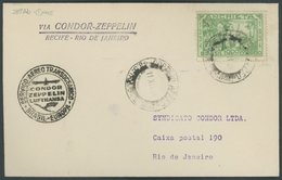 ZEPPELINPOST 287Ab BRIEF, 1934, Weihnachtsfahrt, Brasil-Post, Recife-Rio, Frankiert Mit 1000 Reis, Prachtbrief, Gepr. Si - Poste Aérienne & Zeppelin