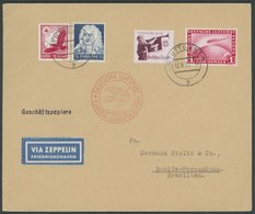 ZEPPELINPOST 315Be BRIEF, 1935, 10. Südamerikafahrt, Seltene Auflieferung Stuttgart, Stempel E, Geschäftsbrief Frankiert - Poste Aérienne & Zeppelin