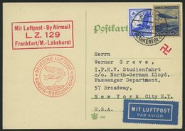 ZEPPELINPOST 406D BRIEF, 1936, 1. Nordamerikafahrt, Auflieferung Frankfurt, Prachtkarte Nach New York - Poste Aérienne & Zeppelin