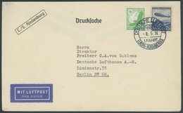 ZEPPELINPOST 407A BRIEF, 1936, 1. Nordamerikafahrt, Bordpost, Drucksache An Von Gablenz (Vorstandsmitglied Der Dt. Lufth - Airmail & Zeppelin