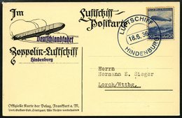 ZEPPELINPOST 416A BRIEF, 1936, 18. Juni, Bordpost, Prachtkarte - Posta Aerea & Zeppelin