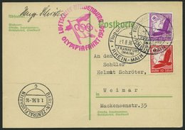 ZEPPELINPOST 427B BRIEF, 1936, Olympiafahrt, Auflieferung Rhein-Main-Flughafen (Buchstabe C), Prachtkarte - Airmail & Zeppelin