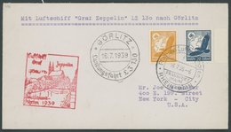 ZEPPELINPOST 458 BRIEF, 1939, Fahrt Nach Görlitz, Prachtbrief In Die USA - Poste Aérienne & Zeppelin