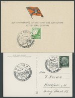 ZEPPELINPOST 0462I BRIEF, 1939, Fahrt Nach Eger, Luftschiff-Ansichtskarte Und Erinnerungskarte, 2 Prachtbelege - Posta Aerea & Zeppelin