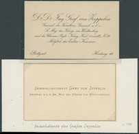 ZEPPELINPOST 1890/1908, Besuchs- Und Visitenkarte Graf Von Zeppelin, 2 Prachtkarten - Poste Aérienne & Zeppelin