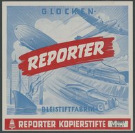 ZEPPELINPOST 1936, Zeppelin Und Moderne Verkehrsmittel Auf Reklameblatt Einer Bleistiftfabrik, Dazu Zeppelinbild-Zigarre - Airmail & Zeppelin