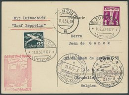 ZULEITUNGSPOST 462 BRIEF, Danzig: 1930, Fahrt Nach Eger, Prachtkarte Nach Brüssel - Zeppelin