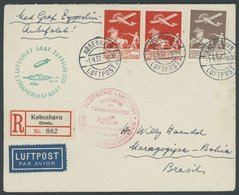 ZULEITUNGSPOST 143B BRIEF, Dänemark: 1932, 2. Südamerikafahrt, Anschlussflug Ab Berlin, Einschreibbrief, Pracht - Zeppelins