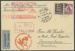 ZULEITUNGSPOST 223B BRIEF, Estland, 1933, 4. Südamerikafahrt, Anschlußflug Ab Berlin, Prachtkarte - Zeppelines