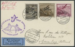 ZULEITUNGSPOST 122 BRIEF, Liechtenstein: 1931, Englandfahrt, Prachtkarte In Die Niederlande - Zeppelins