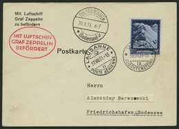 ZULEITUNGSPOST 123 BRIEF, Liechtenstein: 1931, Fahrt Nach Lausanne, Mit Einzelfrankatur Mi.Nr. 106A, Prachtkarte - Zeppelins