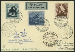 ZULEITUNGSPOST 164B BRIEF, Liechtenstein: 1932, Hollandfahrt, Abwurf Groningen, Prachtkarte - Zeppeline