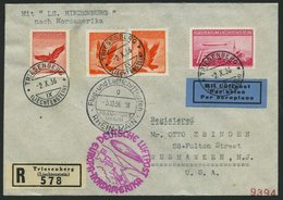 ZULEITUNGSPOST 441 BRIEF, Liechtenstein: 1936, 10. Nordamerikafahrt, Einschreibbrief, Pracht - Zeppelins