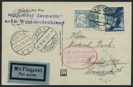 ZULEITUNGSPOST 54 BRIEF, Österreich: 1930, Landungsfahrt Nach Bonn, Prachtkarte - Zeppelin