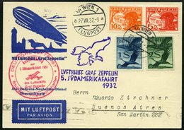 ZULEITUNGSPOST 171C BRIEF, Österreich: 1932, 5. Südamerikafahrt, Anschlußflug Ab Stuttgart, Nur 96 Belege!, Prachtkarte - Zeppelins