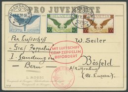 ZULEITUNGSPOST 93Aa BRIEF, Schweiz: 1930, Friedrichshafen-Bern Auf Pro Juventute-Karte, Pracht - Zeppelins