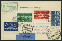 ZULEITUNGSPOST 170Ab BRIEF, Schweiz: 1932, Luposta-Rundfahrt, Abgabe Danzig, Prachtkarte - Zeppeline