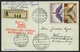 ZULEITUNGSPOST 207Ba BRIEF, Schweiz: 1933, Italienfahrt, Abgabe Rom, Prachtkarte - Zeppeline