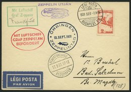 ZULEITUNGSPOST 128A BRIEF, Ungarn: 1931, Fahrt Öhringen-Frankfurt, Prachtkarte - Zeppelins