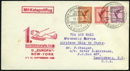 KATAPULTPOST 31b BRIEF, 15.9.1930, &quot,Europa&quot, - New York, Seepostaufgabe, Prachtbrief - Briefe U. Dokumente