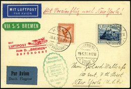 KATAPULTPOST 52Lu BRIEF, Luxemburg: 28.6.1931, Bremen - New York, Nachbringeflug Mit Zweiländerfrankatur, Prachtkarte, R - Lettres & Documents