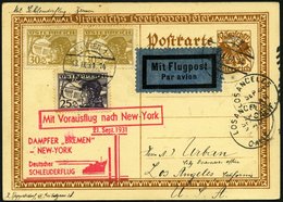 KATAPULTPOST 72Au BRIEF, Österreich: 21.9.1931, Bremen - New York, Auf 10 Gr. Ganzsachenkarte, Karte Feinst, RR!, Nur 13 - Briefe U. Dokumente