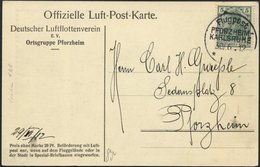 PIONIERFLUGPOST 1909-1914 13/01 BRIEF, 30.6.1912, Pforzheim-Karlsruhe, Prachtkarte - Vliegtuigen