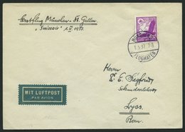 ERST-UND ERÖFFNUNGSFLÜGE 37.7.02 BRIEF, 1.5.1937, München-St. Gallen, Ohne Ankunftsstempel, Prachtbrief - Zeppelin