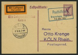 FLUGPLATZ, FLUGHAFENSTPL 7-01i BRIEF, Braunschweig Posthilfstelle Flughafen, 1926, Grüner R2, Datum-Gummistempel Auf Gan - Aerei