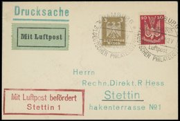 LUFTPOSTBESTÄTIGUNGSSTPL 96-01 BRIEF, STETTIN, R2, Drucksache Von HAMBURG Nach Stettin, Prachtbrief - Poste Aérienne & Zeppelin