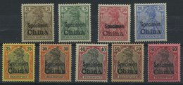 DP CHINA 15-23SP *, 1901, 3 - 80 Pf. Reichspost Mit Aufdruck SPECIMEN, Falzrest, 9 Prachtwerte, Mi. 2520.- - China (kantoren)