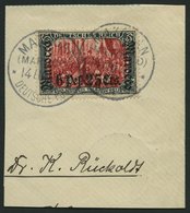 DP IN MAROKKO 45 BrfStk, 1906, 6 P. 25 C. Auf 5 M., Mit Wz., Stempel MAZAGAN, Großes Prachtbriefstück - Marruecos (oficinas)